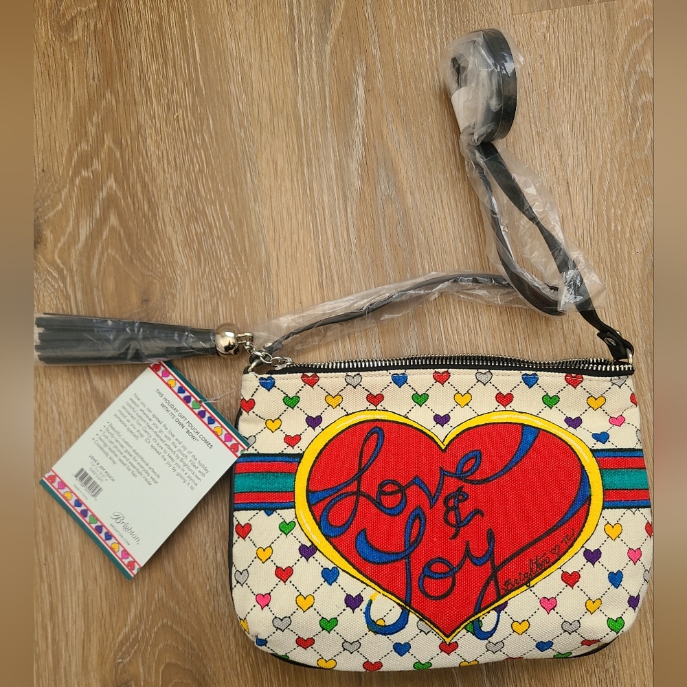 BRIGHTON Love & Joy Pouch Crossbody Bag Hearts Colorful Purse NWT